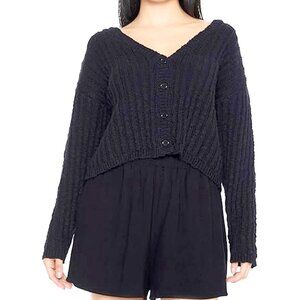 Forever 21 Women's Ribbed Knit Cardigan Sweater, Black, M, NWT